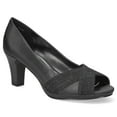 thumbnail image 1 of Easy Street Women's Lavish Platform Peep Toe Pumps Color: Black Satin Size: 8.5, 1 of 4