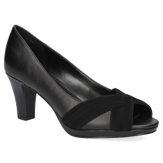 Easy Street Women's Lavish Platform Peep Toe Pumps Color: Black Size: 8 WIDE