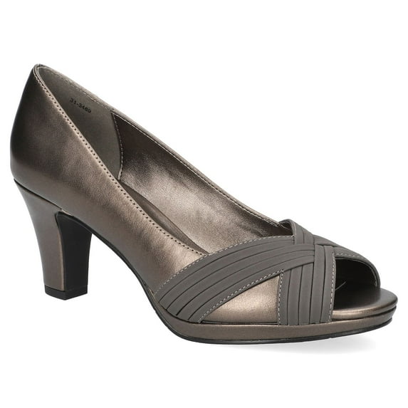 Easy Street Women's Lavish Platform Peep Toe Pumps Color: Pewter Size: 9.5