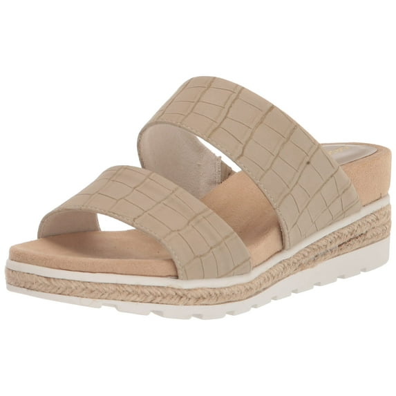 Easy Street Women's Maryann Wedge Sandal, Taupe Croco, 7.5 X-Wide