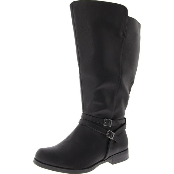 Easy Street Womens Bay Plus Faux Leather Wide Calf Knee-High Boots