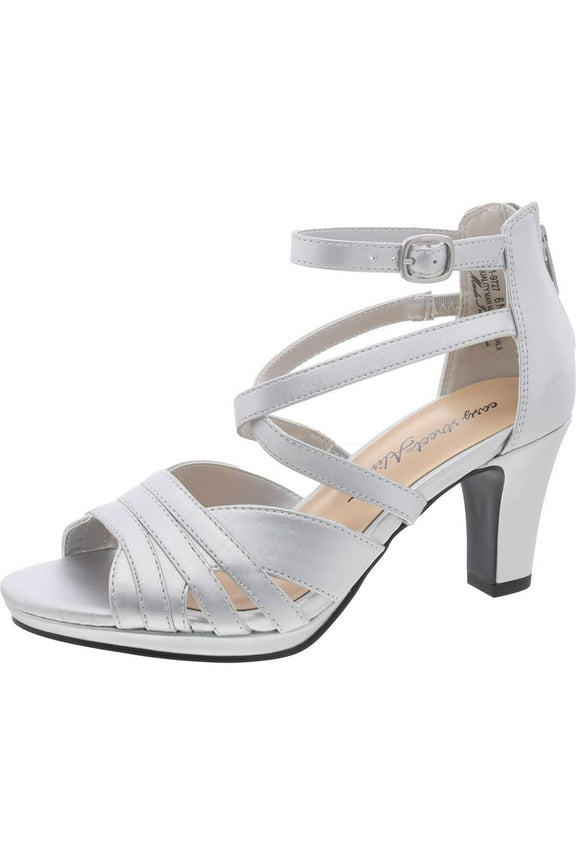 Womens Crissa Zipper Satin Block Heel