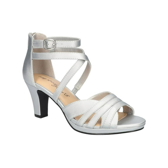 Easy Street Crissa Women's Dress Sandals Color: Silver Satin Size: 8.5 WIDE