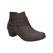 Easy Street Womens Damita Faux Leather Ruched Ankle Boots