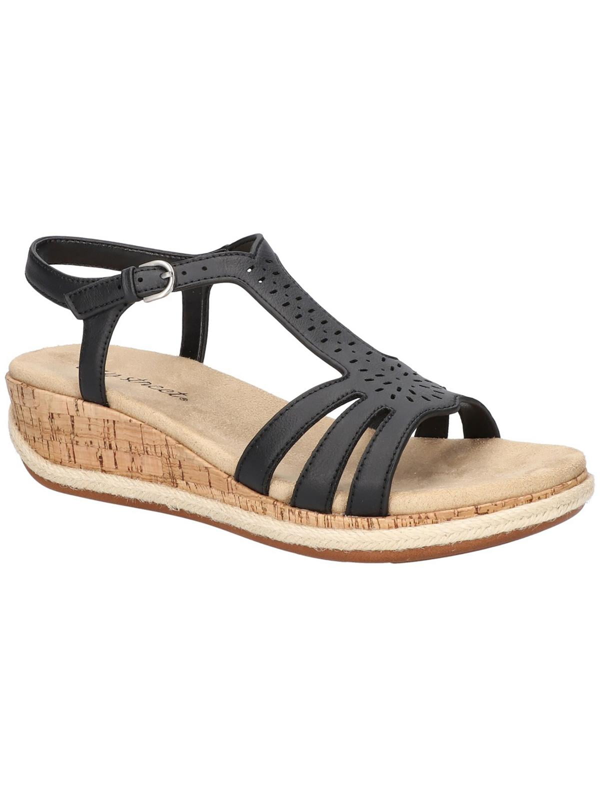 Loredo Faux Leather Multi T-Strap Wedge Sandal