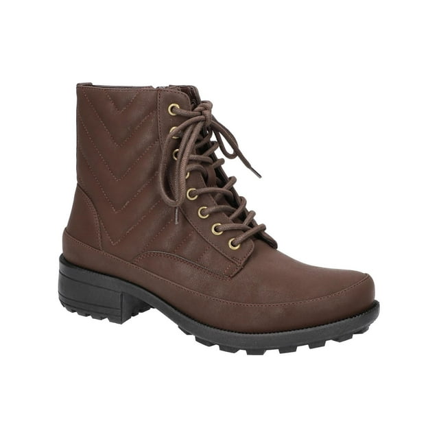 Easy Street Womens Elsie Quilted Lace-Up Ankle Boots