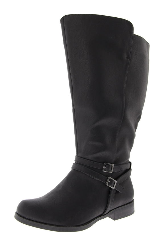 Womens Faux Leather Wide Calf Knee-High Boots