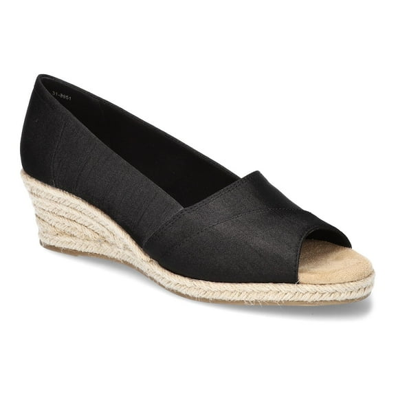 Easy Street Womens Jasper Wedge Sandal Heels JASPR Black Thai Silk 9M