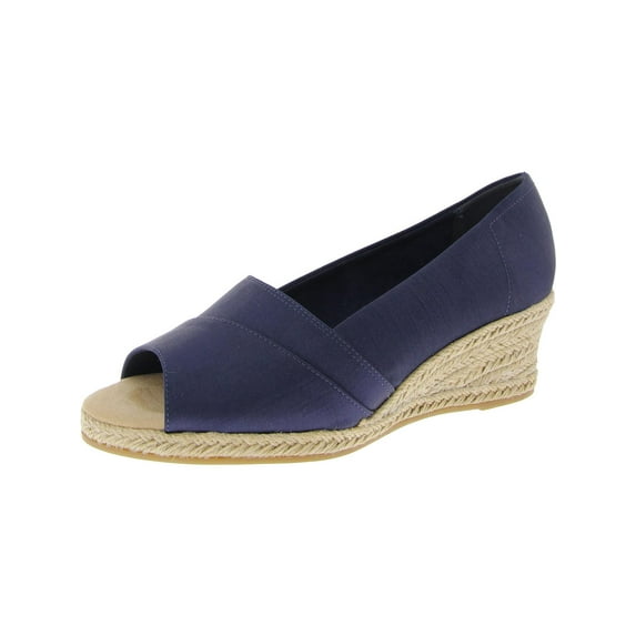 Easy Street Womens Jasper Solid Satin Espadrille Heels