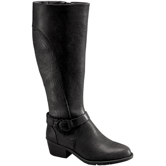 Easy Street Womens Luella Embossed Faux Leather Knee-High Boots