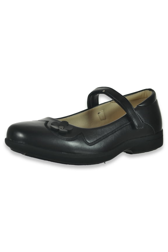 Girls' 1-Strap Flower Maryjane Shoes Color: black Size: 4 youth