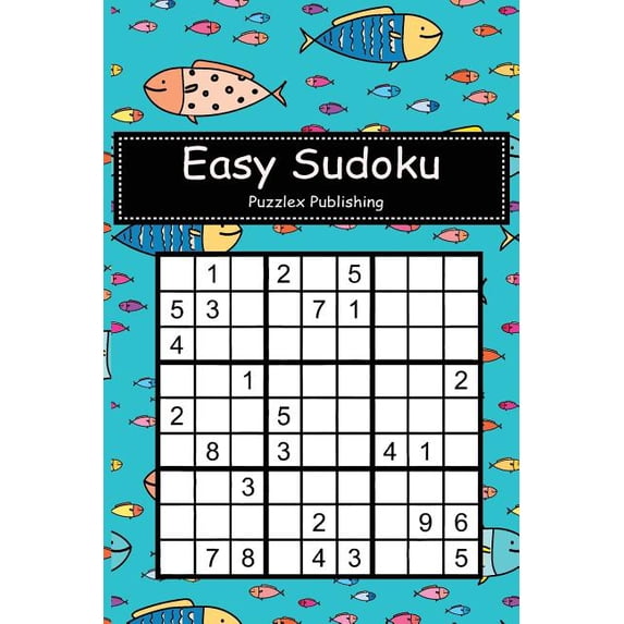 Easy Sudoku: Sudoku Puzzle Game For Beginers With Hand Drawn Abstract Fish Pattern Background Cover, (Paperback)