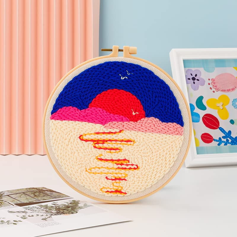 Easy Sunset & Sea Punch Needle Embroidery Starter Kits for Kids and ...