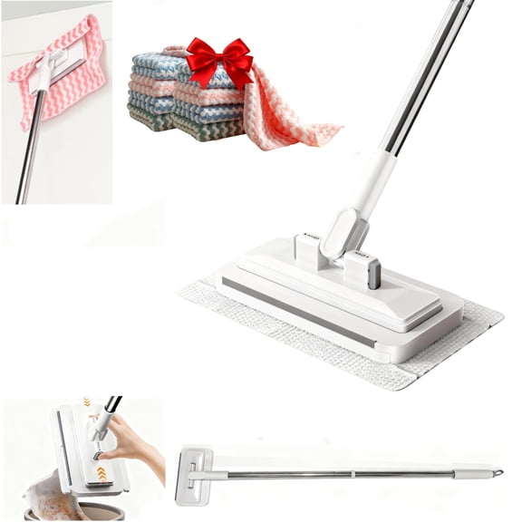 Easy Tap Mop, Touch-Free Mini Dust Mop for Wet and Dry Disposable Pads, Multi-Surface Sweeping Floor Cleaning