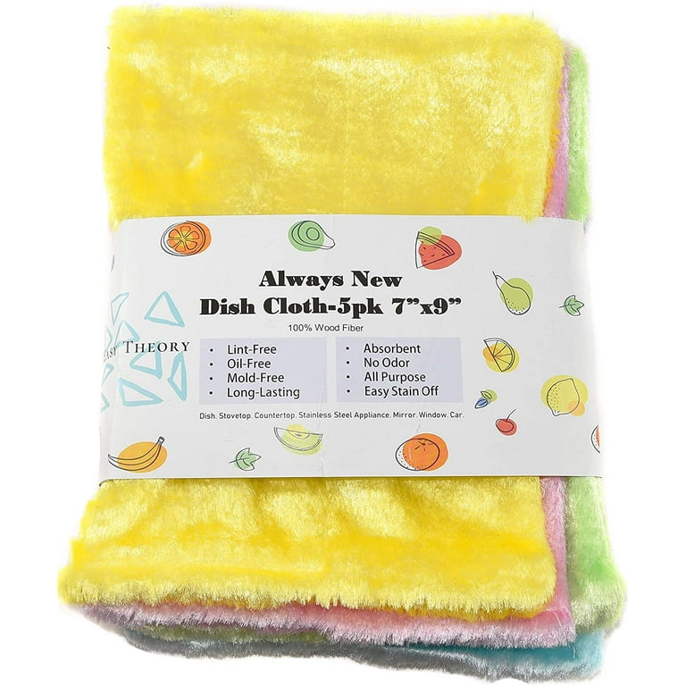 Easy Theory Free of Stain and Grease, Odor Delaying, Thick Absorbent Wood Fiber Dish Towels Cloths, All Purpose for Kitchen and House, Washing Dishes