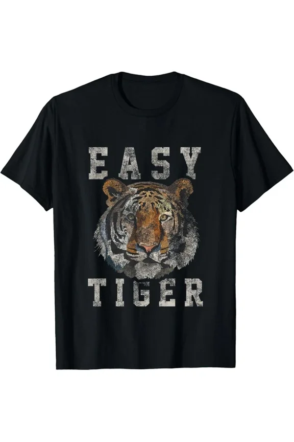 Easy Tiger Distressed Casual Graphic Design T-shirt