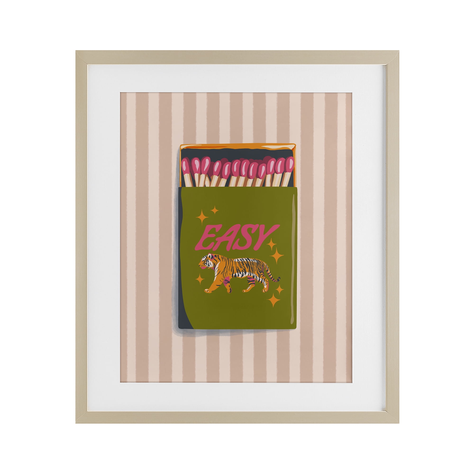 Easy Tiger Retro Matches Birch Framed Print Under Glass, design by Elyse Anastacia