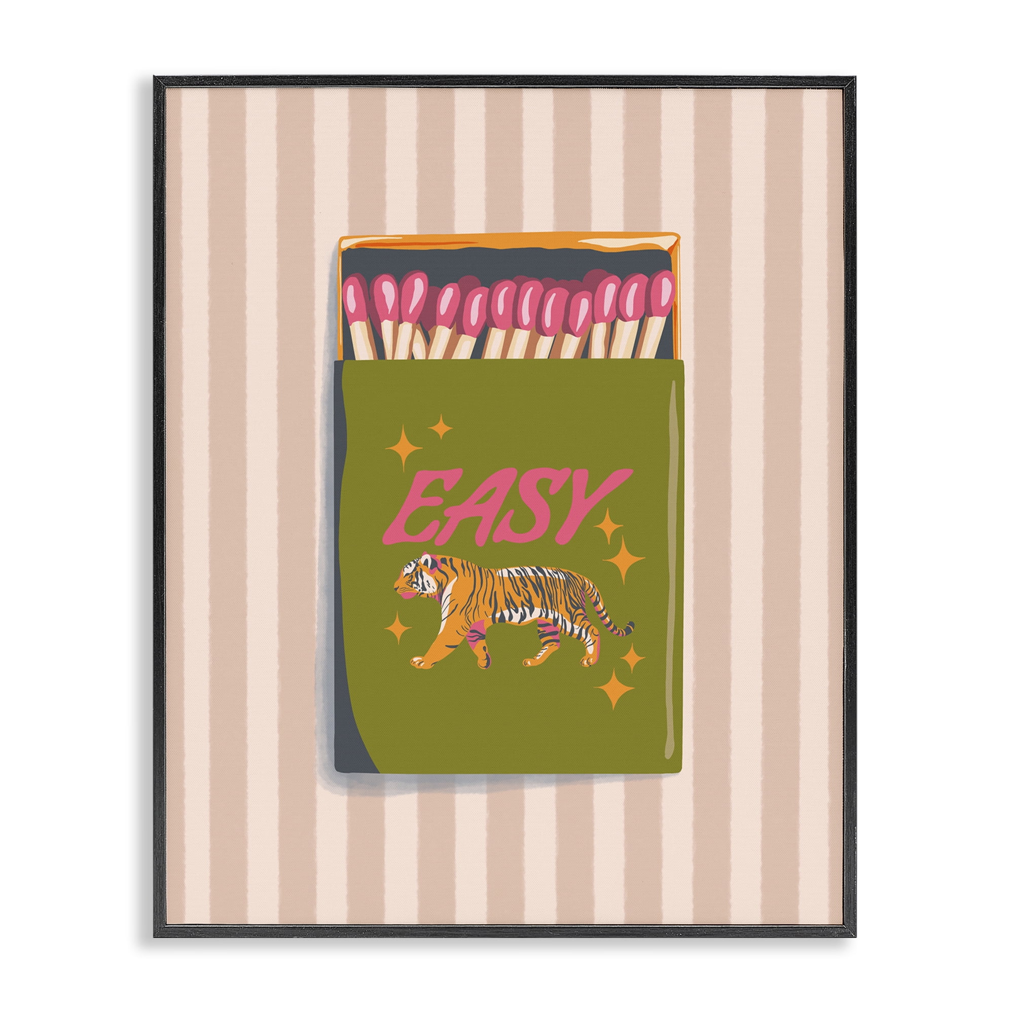 Easy Tiger Retro Matches Black Framed Giclee Art, design by Elyse Anastacia