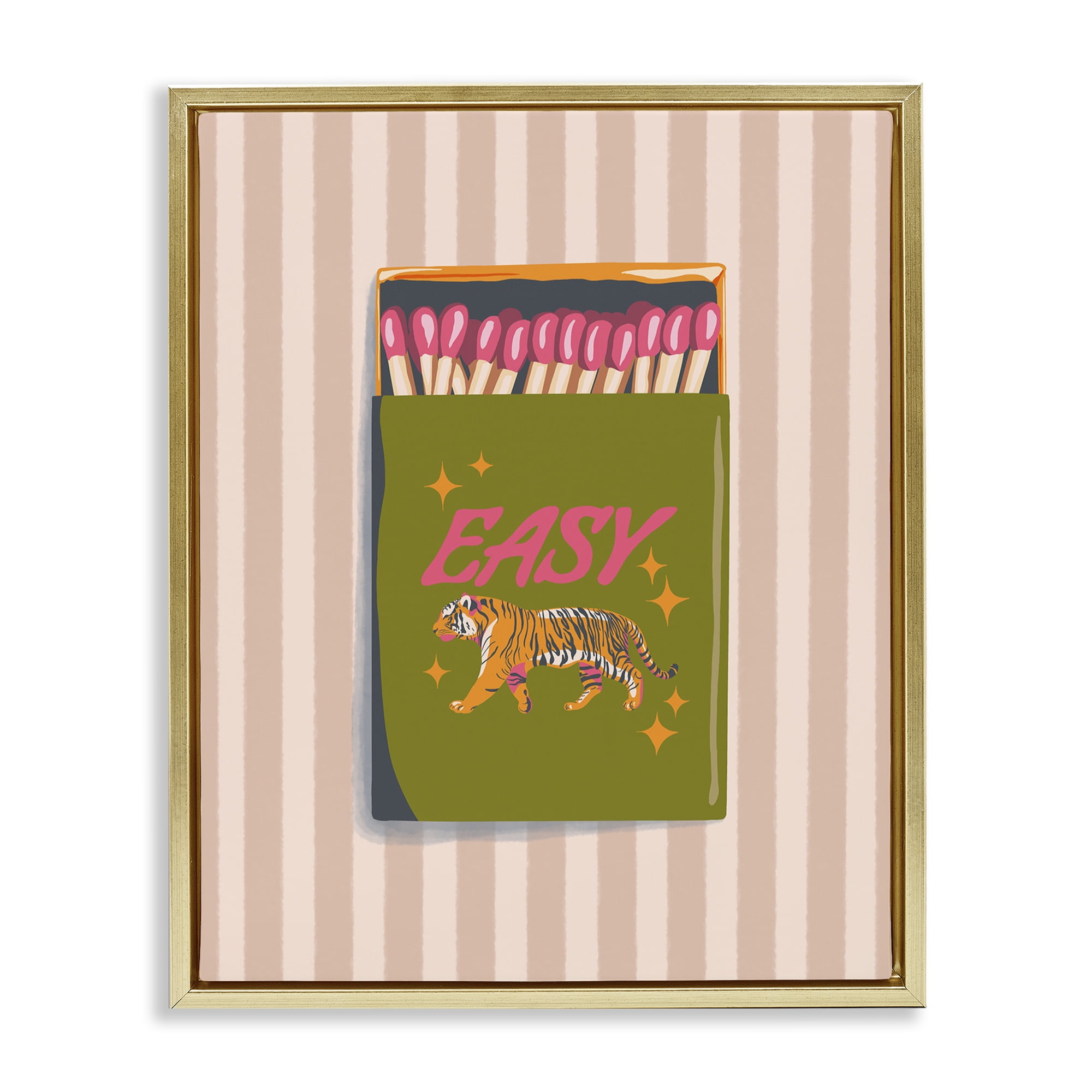 Easy Tiger Retro Matches Gold Framed Floater Canvas Wall Art, design by Elyse Anastacia