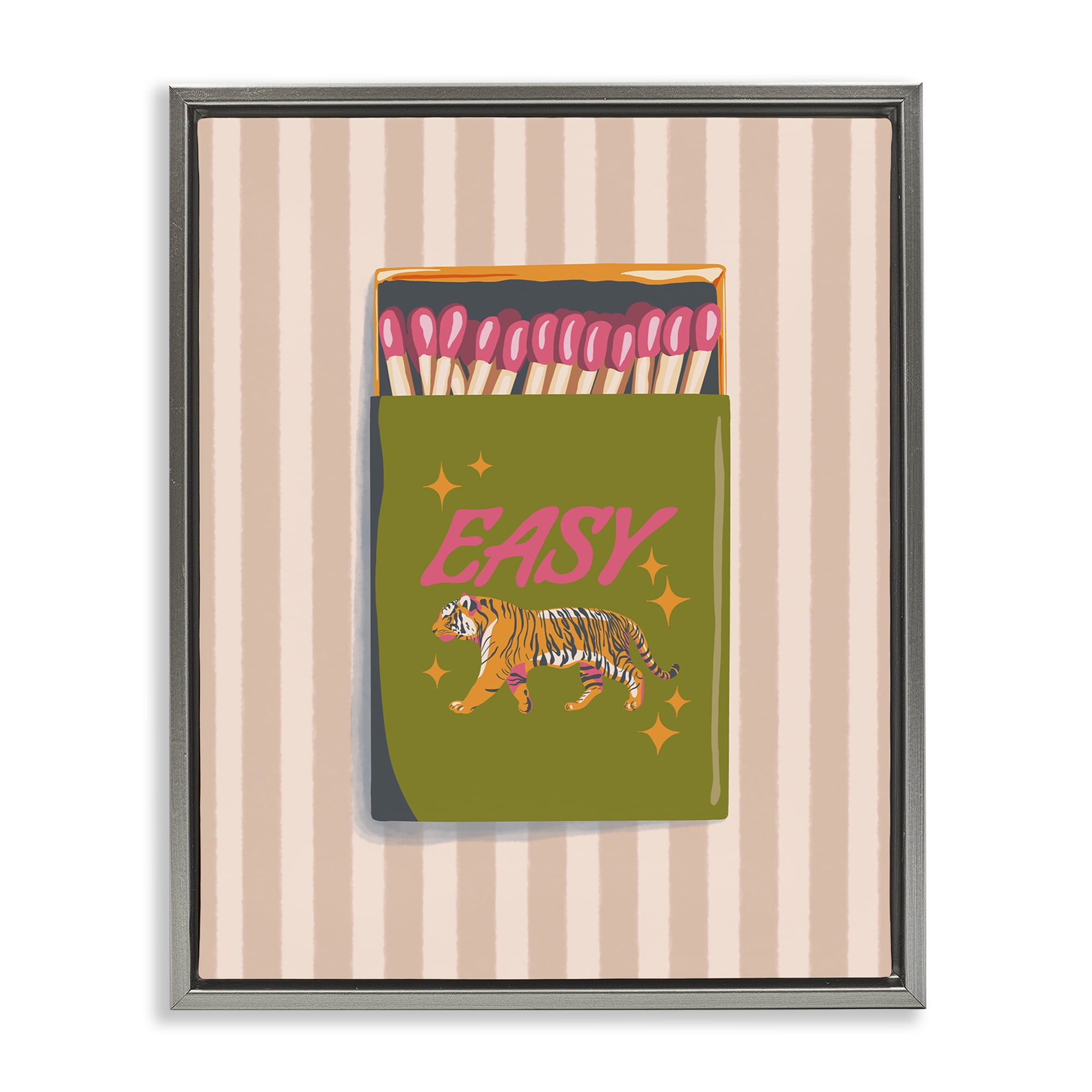 Easy Tiger Retro Matches Gray Framed Floater Canvas Wall Art, design by Elyse Anastacia