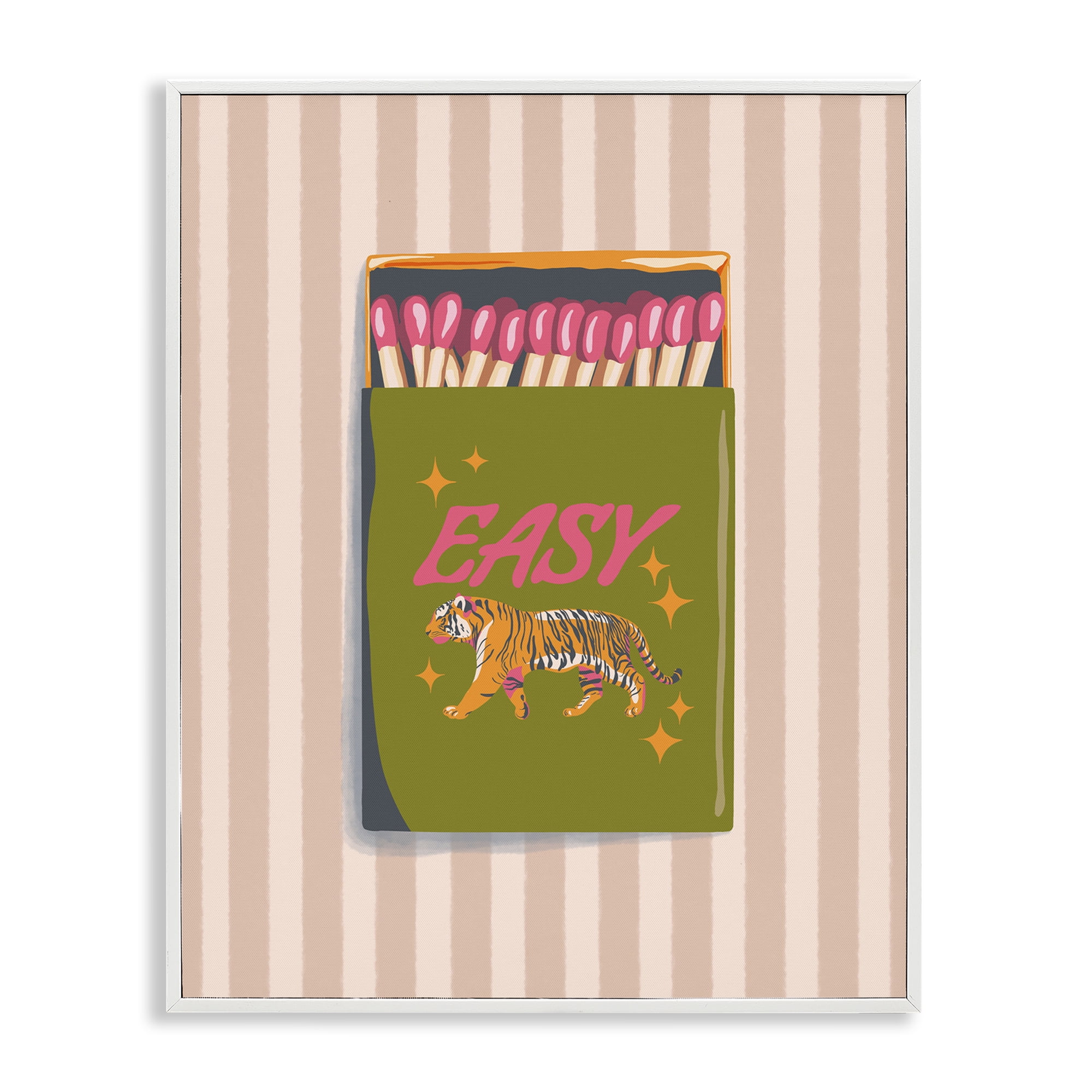 Easy Tiger Retro Matches White Framed Giclee Art, design by Elyse Anastacia