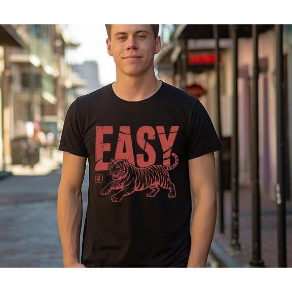 Easy Tiger Shirt, Retro Boho Tee, Retro Tiger Tee, T-shirt, Graphic Tee, Hippie Clothes, Indie Shirt. Tiger T-shirt All Size S-5Xl