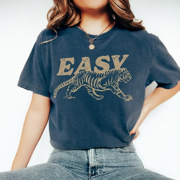 Easy Tiger Shirt, Retro Boho Tee, Unisex Trendy Aesthetic Shirt, Oversized Graphic Tee, Hippie Clothes, Indie Shirt