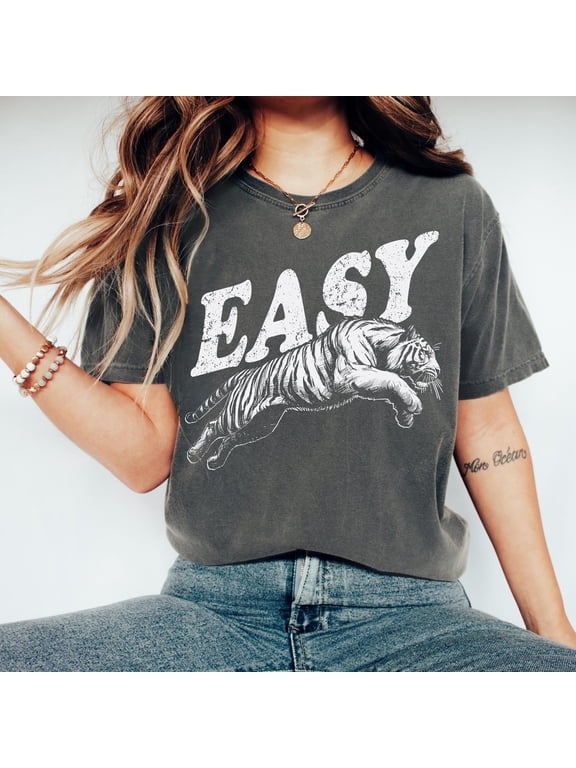 Easy Tiger Shirt, Retro Boho Tee, Unisex Trendy Aesthetic Shirt,
