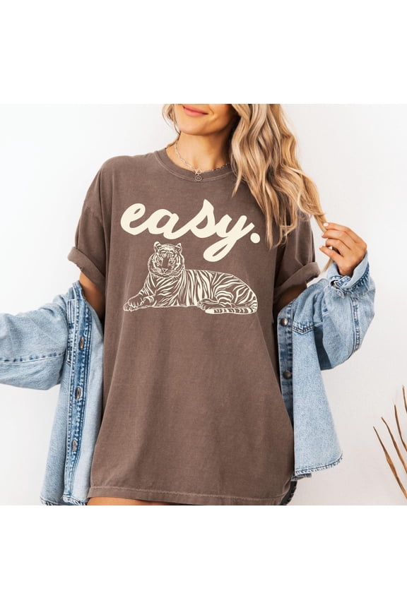 Easy Tiger Shirt Tiger Graphic TShirt Retro Tiger Shirt Wild Animal Aesthetic Tee Tiger Lo