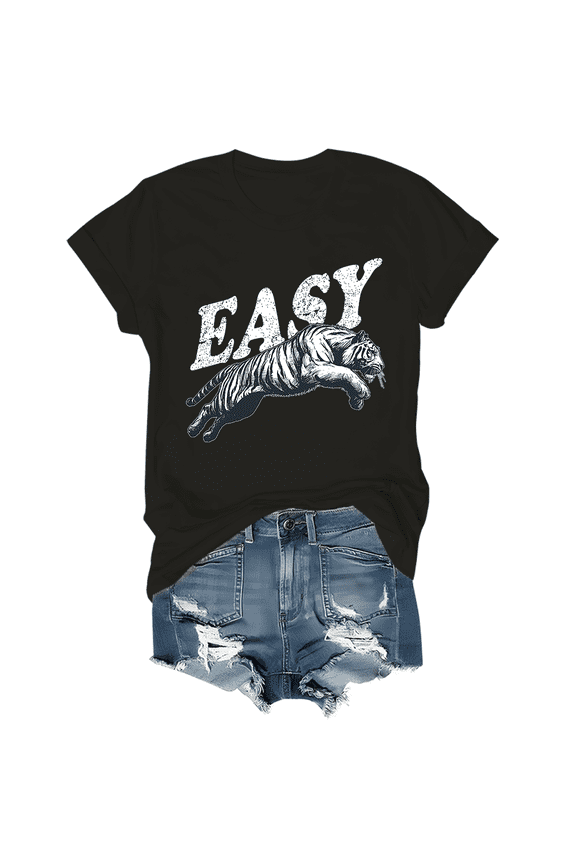Easy Tiger Shirt Tiger T-Shirt Funny Graphic Tees For Women Men