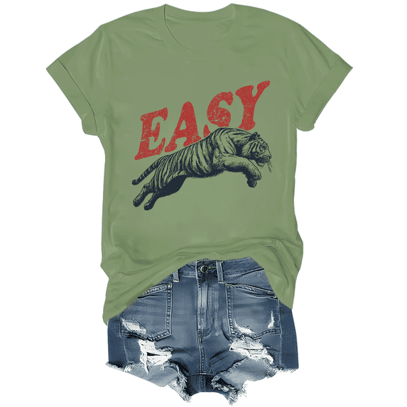Easy Tiger Shirt Tiger T-Shirt Funny Graphic Tees For Women Men