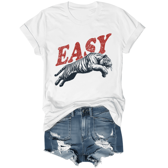 Easy Tiger Shirt Tiger T-Shirt Funny Graphic Tees For Women Men