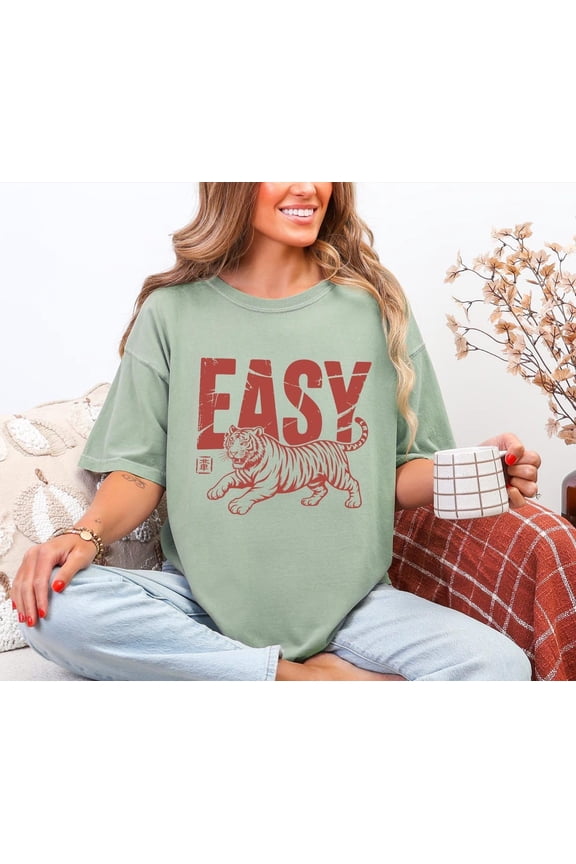 Easy Tiger T-Shirt, Vintage Distressed Tiger Shirt, Easy tiger shirt, Retro Tiger Tee, Trendy Grunge Boho Shirt, Graphic Tee Tshirt All Size S-5XL