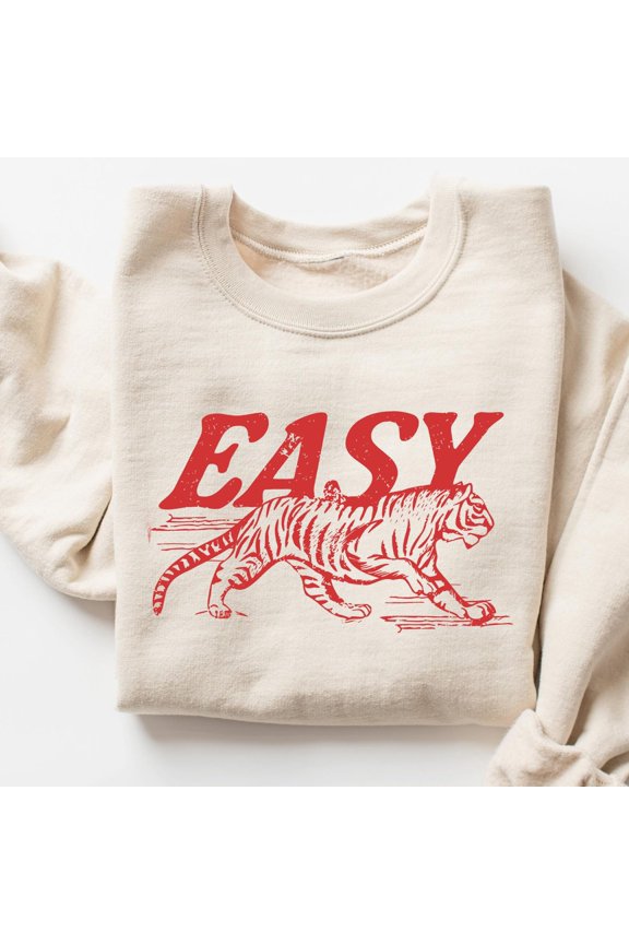 Easy Tiger TShirt Trendy Retro Tiger Graphic TShirt Tiger Shirt Distressed Grunge Indie Bo
