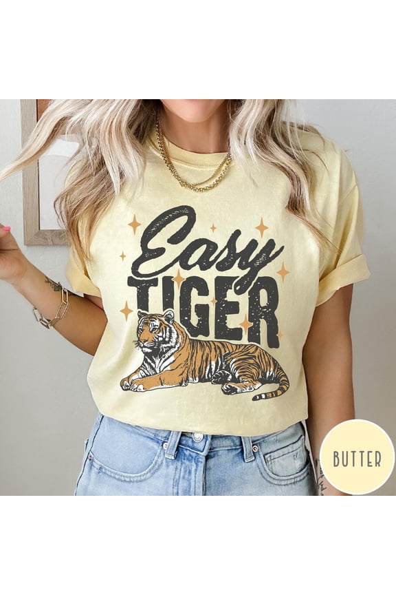 Easy Tiger TShirt Trendy Retro Tiger Shirt Boho Hippie Shirt Tee Tiger Aesthetic Graphic T