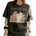 thumbnail image 1 of Easy Tiger Vintage Art Graphic Graphic Tees T-shirt Comfortable and well-fitting Tops Round Neck Black S-2XL Plus Size, 1 of 5