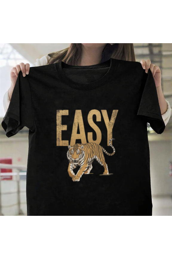 Easy Tiger Vintage Distressed 70s Retro Typography Graphic Art Unisex T-Shirt, up to size 3XL.