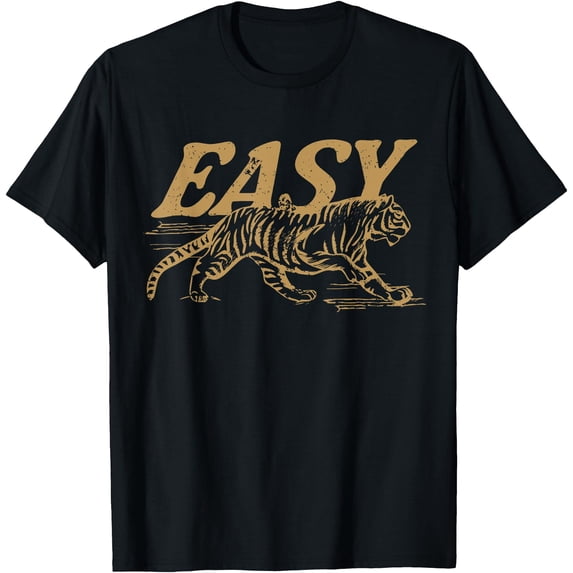 Easy Tiger Vintage Distressed Indie Boho Softstyle Unisex T-Shirt,Black Color,Size XL