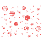 Easy To Apply Kids Bedroom 20" x 28" Pink Themed Outer Space Scene Vinyl Wall Decoration Stars Planets & Meteors Design Removable Home Living Room Wall Decal Sticker