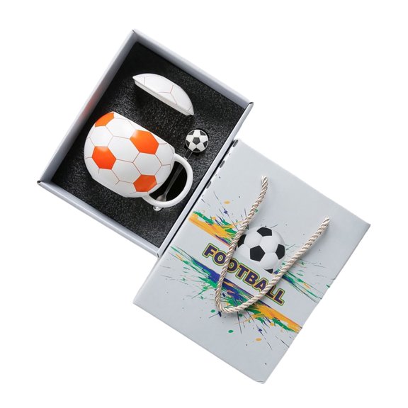 Easy To Clean 400ml Ceramic Coffee Cup Soccer Pattern Drinking Mug with Handle For Sports Enthusiasts