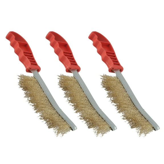 Easy To Use 3-Pack Grill Brush Brass Wire Brush Heavy-duty Cleaning Stainless Steel Bristles Comfortable Handle