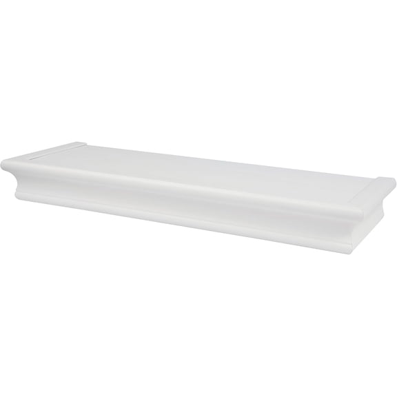 Easy Tool, Decorative 18" Floating Shelf Holds Up To 15 Lbs, Free Dry Wall Installation, Beveled, White, 515654