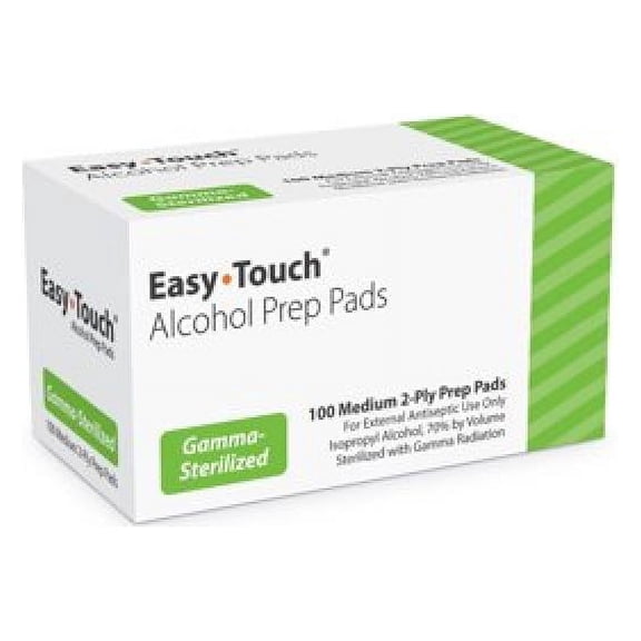 Easy Touch Alcohol Prep Pad, 70% Isopropyl Alcohol, Individual Pouches, Sterile, 100 Count