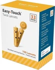 Easy Touch Twist Lancets 33 Gauge Tri-Bevel Cut Tip Latex Free 100 Count 2 Pack