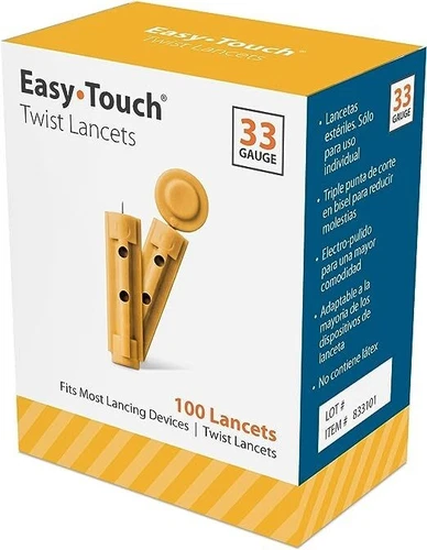 Easy Touch Twist Lancets 33 Gauge Tri-Bevel Cut Tip Latex Free 100 Count 3 Pack