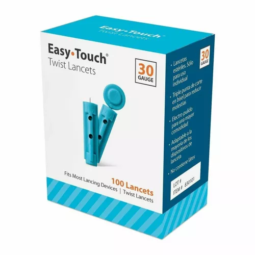 Easy Touch Twist Lancets Triple Bevel Cut Sterile Latex Free 100 ct Pack of 6