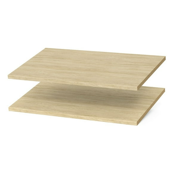 Easy Track 24 In Wide Wooden Organizer Closet Shelf, Honey Blonde, (2 Pack)