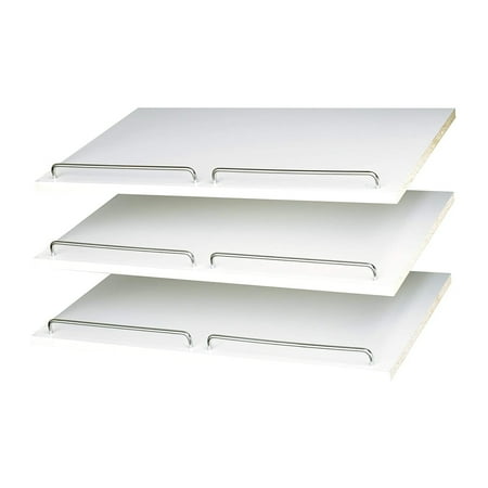 Easy Track - Slanted Shoe Shelves with Chrome Fence Rails (3 Pack)