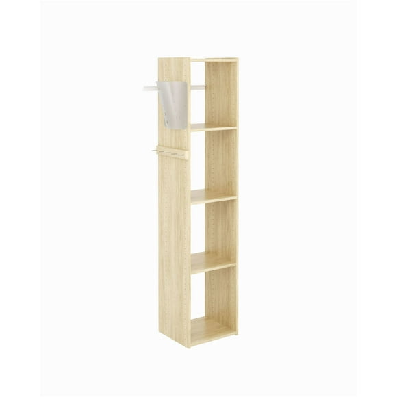 Easy Track 5 Shelf Wood Closet Storage Tower Kit System, Honey Blonde