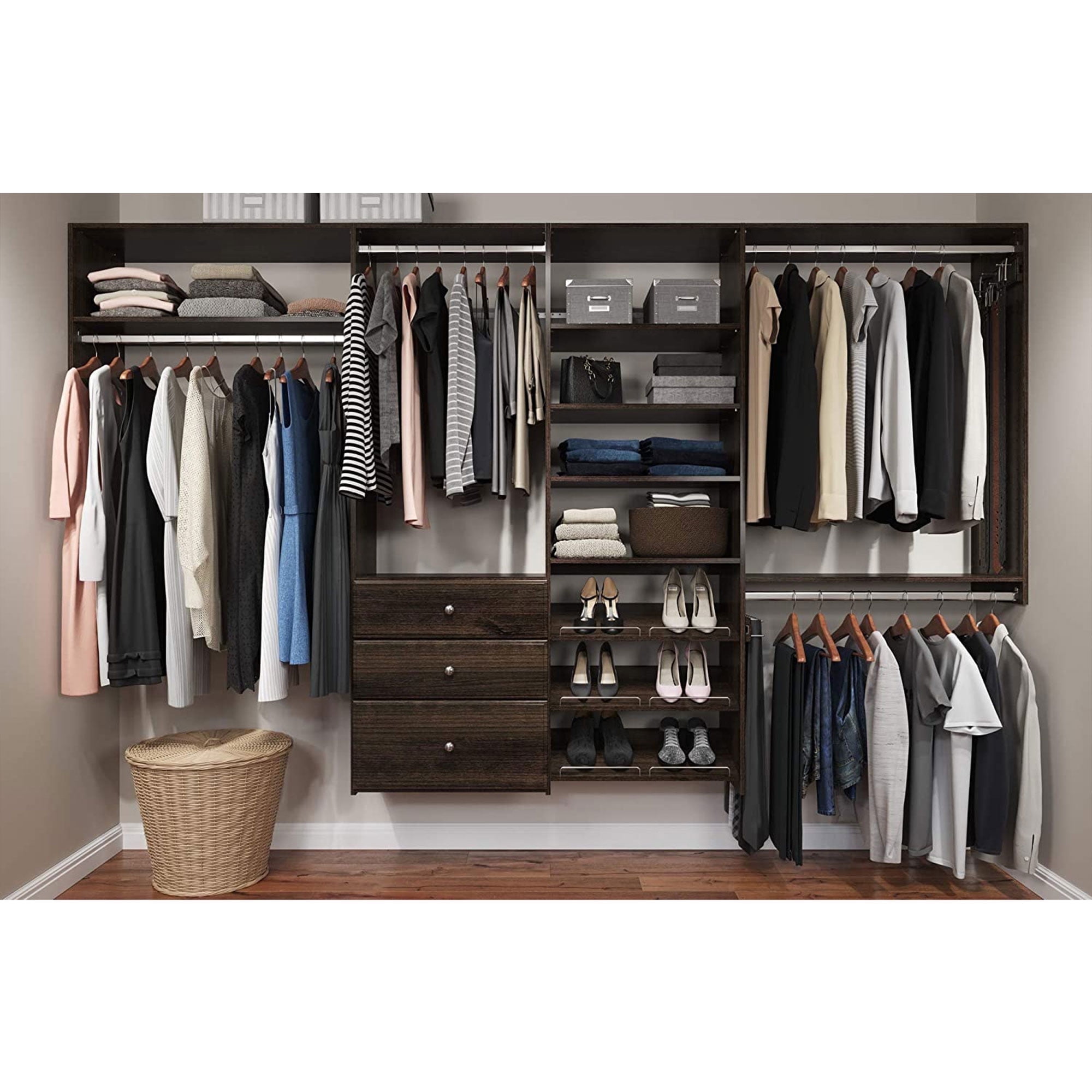Easy Track Wood Laminate Dual Tower Closet Organizer Walmart